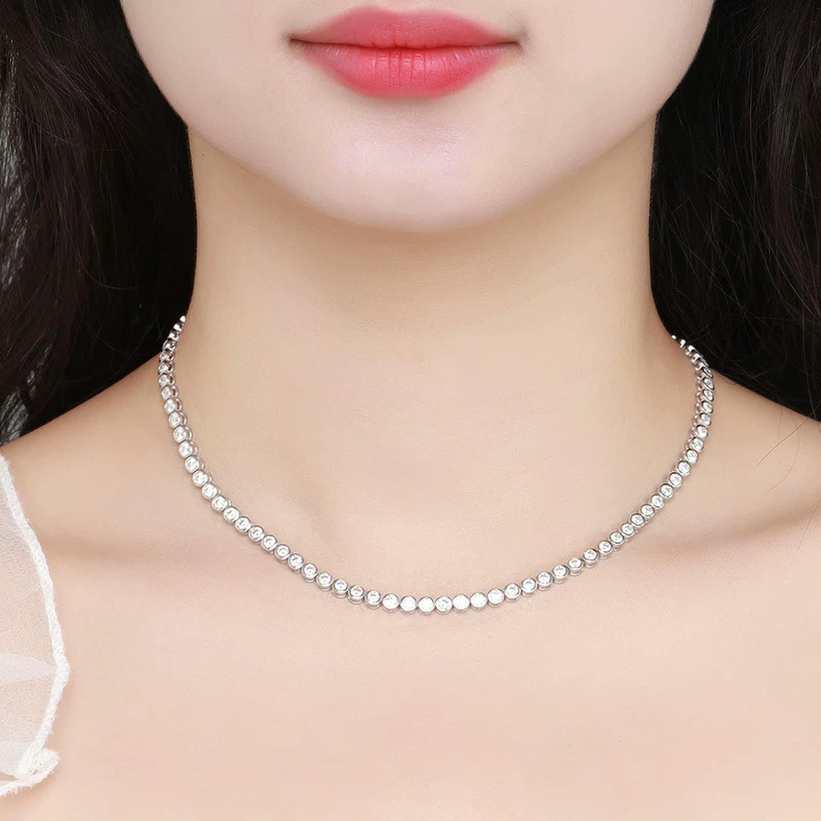 モアサナイト テニスネックレス 2mm 40cm シルバー925